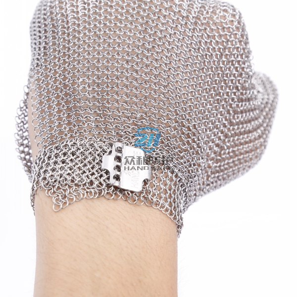 5201- chainmail butcher Glove With metal Hook Strap