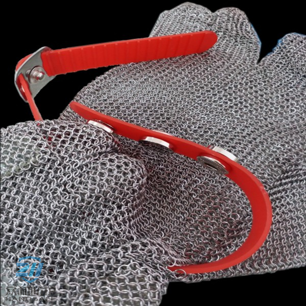 EVA strap with fittings for mesh butcher gloves